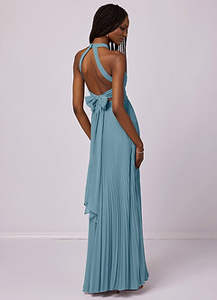 Barbie ♥ Azazie Vestidos de damas de honor Vestido de Azul Malhumorado de Gasa de Corte en A con Plisado image6