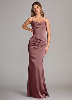 Azazie Sorrel Bridesmaid Dresses Vintage Mauve Mermaid Strapless Stretch Satin Convertible Dress image6