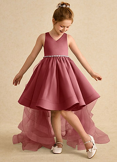Azazie Julietta Robe Demoiselle D'honneur Fillette Robe Princesse en Tulle Convertible Antique Rose image5