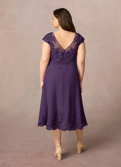 Azazie Terrano Mère de la mariée Robes Robe Trapèze en Dentelle Scoop Prune image8