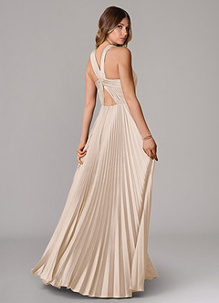 Azazie Afra Abiti da Damigella Abito A-Line in Raso Elasticizzato Plissettato Alabastro Bianco image2