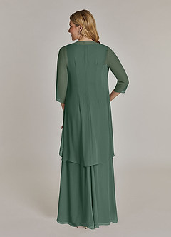 Azazie Manuella Mother of the Bride Dresses Sea Moss A-Line V-Neck Pleated Chiffon Dress image2