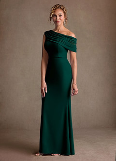 Azazie Bassi Mère de la mariée Robes Robe Sirène en Maille Épaule décolletée Vert Pin image5