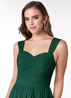 Azazie Zapheira Bridesmaid Dresses Emerald A-Line Ruched Chiffon Dress image5