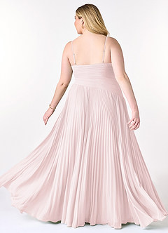 Azazie Vini Bridesmaid Dresses Blushing Pink A-Line V-Neck Pleated Chiffon Dress image9