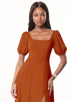 Azazie Alani Bridesmaid Dresses Paprika A-Line Square Neckline Chiffon Dress image5