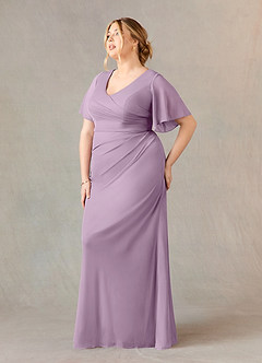Azazie Selah Mother of the Bride Dresses Wisteria A-Line V-Neck ruched Mesh Dress image8