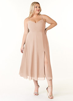 Azazie Clarissa Bridesmaid Dresses English Rose A-Line V-Neck Chiffon Dress image7