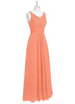 Azazie Pierrette Bridesmaid Dresses Sunset A-Line Pleated Chiffon Dress image9