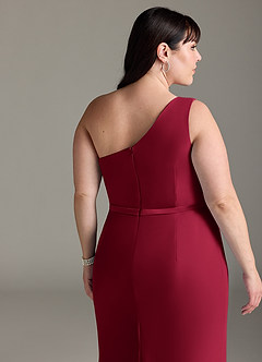 Azazie Liza Bridesmaid Dresses Burgundy Mermaid One Shoulder Chiffon Dress image11