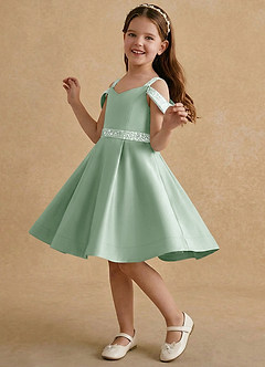 Azazie Judi Flower Girl Klänningar Klä A-Line i Matt satäng image3