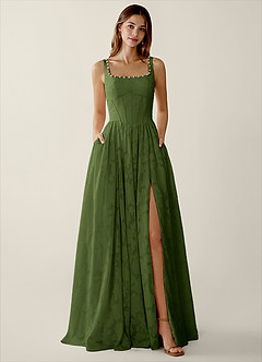 Megan Olive Lace A-line Prom Dress image3