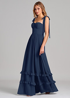 Azazie Anastacia Bridesmaid Dresses Dark Navy A-Line Sweetheart Neckline Chiffon Dress image5