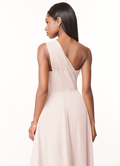 Azazie Ashley Bridesmaid Dresses Rose Petal A-Line Ruched Chiffon Dress image3