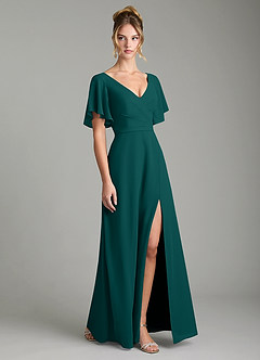 Azazie Ambrosia Bridesmaid Dresses Peacock A-Line Pleated Chiffon Dress image5