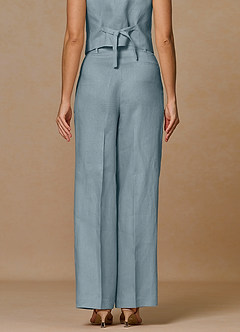 front Belicia Dusty Blue 100% Linen Pants