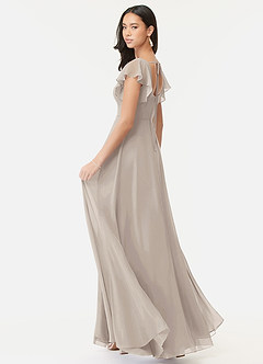 Azazie Bondi Vestidos de madrinha de casamento Vestido Geada de Chiffon de Linha A com Ruched image5