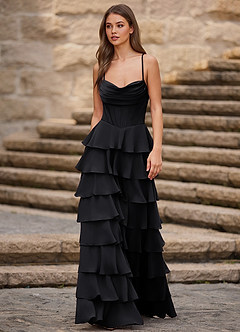 Rhythm Schwarz A-Linien-Ballkleid mit Rüschen image4