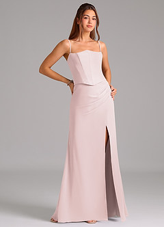 Azazie Jenine Abiti da Damigella Abito Sirena in Chiffon Senza Cinturino Rosa Rossore image6