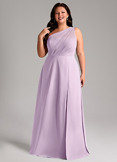 Azazie Phaedra Jurken voor bruidsmeisjes Jurk van Chiffon met A-Lijn One-Shoulder Frosted Lila image13