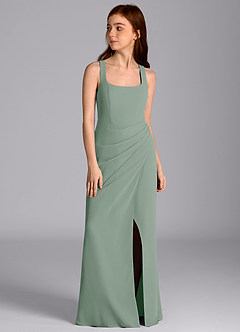 Azazie Mero Junior Silver Sage Mermaid Pleated Chiffon Dress image5
