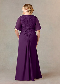 Azazie Carson Mother of the Bride Dresses Grape A-Line V-Neck Lace Chiffon Dress image7