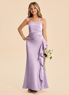 Azazie Lyla Junior Robe Sirène en Satin extensible Plissée Frostiges Flieder image3