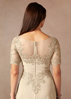 Azazie Raissa Mère de la mariée Robes Robe Trapèze en Mousseline de soie Dentelle Champagne image8