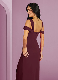 Barbie ♥ Azazie Bridesmaid Dresses Cabernet A-Line Off the Shoulder Chiffon Dress image9