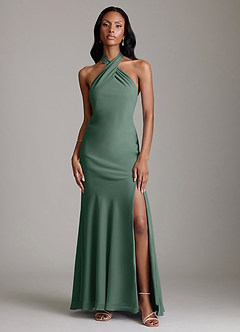 Azazie Lorena Bridesmaid Dresses Sea Moss Mermaid Pleated Chiffon Dress image1