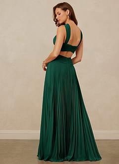 Christian Siriano Bridal for Azazie 1009 Bridesmaid Dresses Emerald A-Line Pleated Chiffon Dress image3
