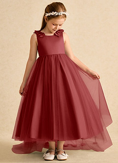 Azazie Lorita Blumenmädchenkleider A-Linie Mit Perlen Tüll Kleid Rost image5
