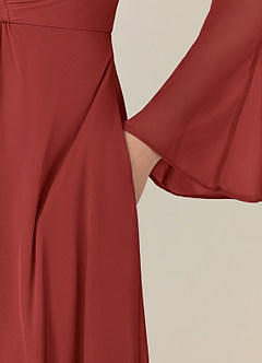 Azazie Teraso Mother of the Bride Dresses Rust A-Line Pleated Mesh Dress image8