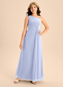 Azazie Brooke Junior Ice A-Line Side Slit Chiffon Dress image4