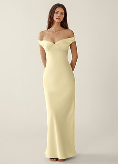 Gwendonme Lemon Sorbet Satin Crystal Linen Prom Dress image7