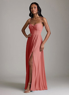 Azazie Akiko Brautjungfernkleider A-Linie Herzausschnitt Chiffon Kleid Antike Rose image4