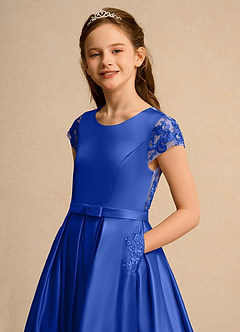 Azazie Bunny Junior Formal vestidos de niña de las flores Vestido de Azul Real de Encaje de Princesa image4