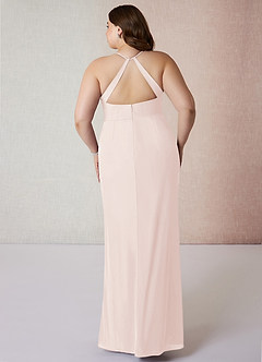 Azazie Becca Bridesmaid Dresses Rose Petal Sheath V-Neck Chiffon Dress image8