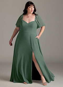 Azazie Chloe Robes de demoiselle d'honneur Robe Trapèze en Mousseline de soie Encolure en Forme de Cœur Eucalyptus image9