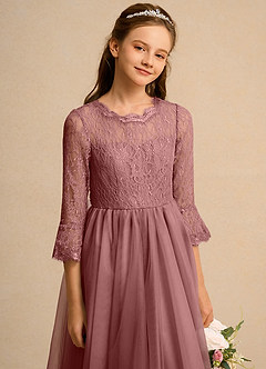 Azazie Lamb Girl Jurken voor bloemenmeisjes Baljurk Jurk van Kant Woestijnroos image5