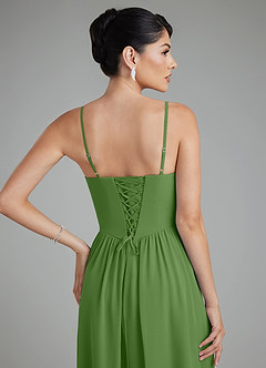Azazie Alisha Robes de demoiselle d'honneur Robe Trapèze en Mousseline de soie Corset Basilic image10