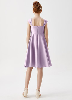 Azazie Amira Junior Frosted Lilac A-Line Pleated Stretch Satin Dress image2