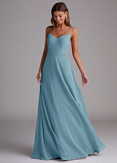 Azazie Marley Bridesmaid Dresses Moody Blue A-Line Off the Shoulder Chiffon Convertible Dress image5