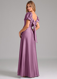 Azazie Fatima Bridesmaid Dresses Wisteria A-Line Pleated Stretch Satin Dress image2
