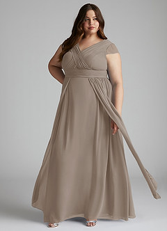 Azazie Organa Bridesmaid Dresses Taupe A-Line Pleated Chiffon Dress image7