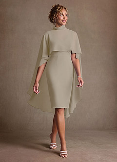 Azazie Irna 신부의 어머니 드레스 컬럼 쉬폰 무릎 길이 드레스 image1