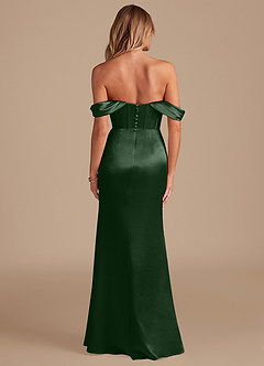 Azazie Asha Bridesmaid Dresses Eucalyptus Sheath Off the Shoulder Metallic Satin Dress image7