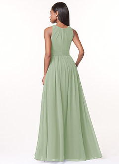 Azazie Harper Bridesmaid Dresses Dusty Sage A-Line Pleated Chiffon Dress image2