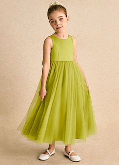 Azazie Solia Robe Demoiselle D'honneur Fillette Robe Princesse en Tulle Arc Citronnelle image4
