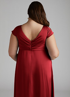 Azazie Allessia Maternity Bridesmaid Dresses A-Line Pleated Stretch Satin Floor-Length Dress image12